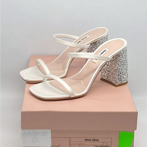 Miu Miu Glitter High Block Heel Sandals size 35 - Picture 13 of 16